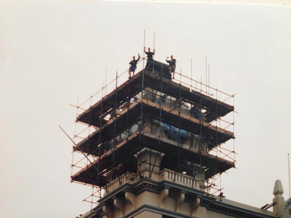 Access Scaffolding crew working at the top of a tower scaffold in Jersey