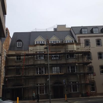 Heritage scaffolding Jersey town centre